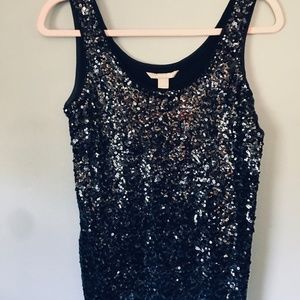 Banana Republic Black Sequin Sleeveless Top